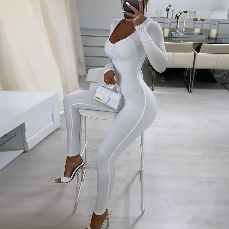Autumn Winter Bottoming Jumpsuit Rompers Solid Long Sleeve V-neck Skinny Yoga Sport Fitness Bodysuit Female Overalls White Black
Autumn Winter Bottoming Jumpsuit Rompers Solid Long Sleeve V-neck Skinny Yoga Sport Fitness Bodysuit Female Overalls White Black