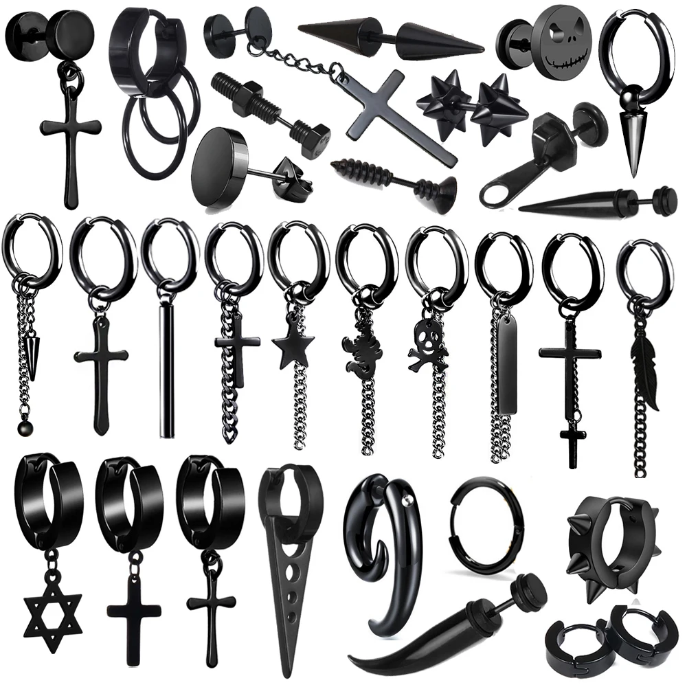 1 pair Punk Black Multiple Styles Stainless/Titanium Steel Stud Earrings For Men and Women Gothic Street Pop Hip Hop Ear Jewelry
1 pair Punk Black Multiple Styles Stainless/Titanium Steel Stud Earrings For Men and Women Gothic Street Pop Hip Hop Ear Jewelry
