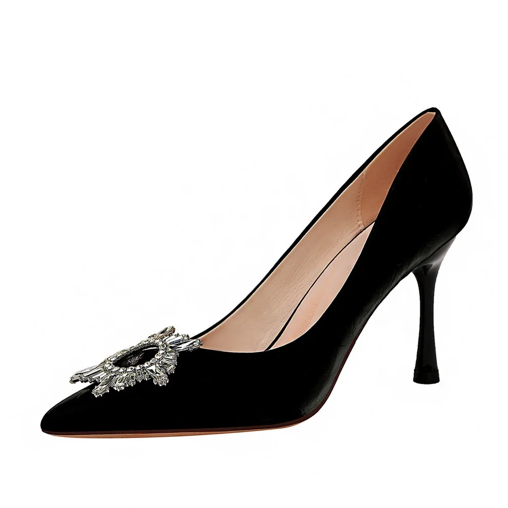 Western Style Sexy Banquet Ultra-High-Heel Shallow Mouth Pointed Metal Rhinestone Buckle Shoes WOMEN'S Shoes High Heel Shoes
Western Style Sexy Banquet Ultra-High-Heel Shallow Mouth Pointed Metal Rhinestone Buckle Shoes WOMEN'S Shoes High Heel Shoes
