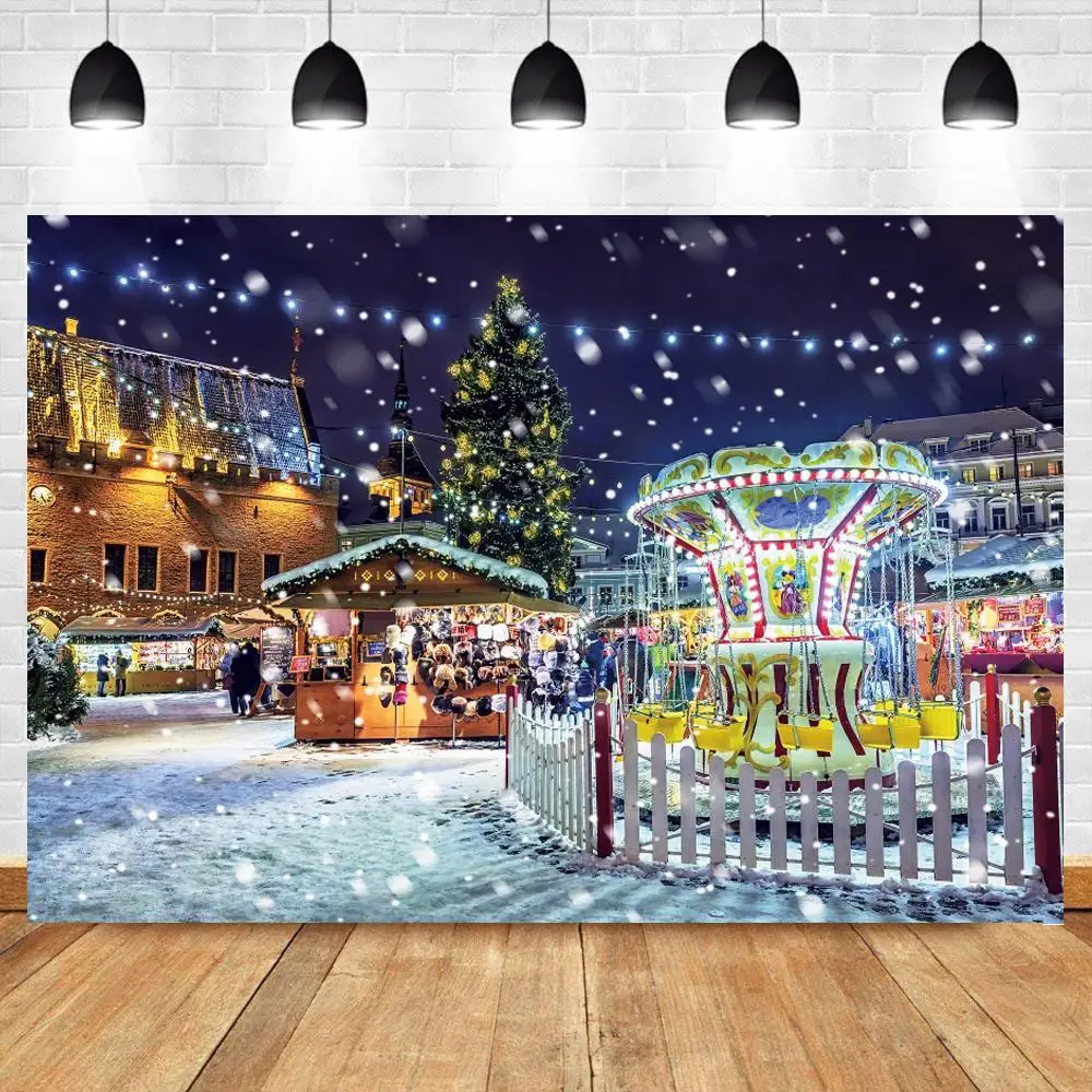 Christmas Eve Scenic Amusement Park Background Photo Snow Town Street Lights Children Portrait Photography Backdrops
Christmas Eve Scenic Amusement Park Background Photo Snow Town Street Lights Children Portrait Photography Backdrops