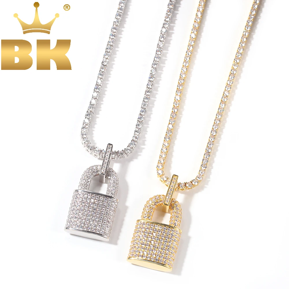 THE BLING KING Full Iced Out Micro Bling Cubic Zirconia Lock Pendants Tennis Chain Necklace For Men Charm Hiphop Rapper Jewelry
THE BLING KING Full Iced Out Micro Bling Cubic Zirconia Lock Pendants Tennis Chain Necklace For Men Charm Hiphop Rapper Jewelry