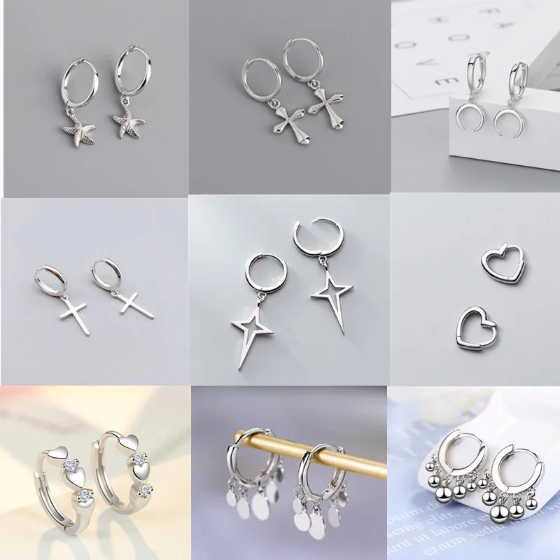 2021 New 925 Sterling Silver Heart Cross Star Moon Stud Earrings For Women Romantic Wedding Jewelry Brincos Pendientes A001
2021 New 925 Sterling Silver Heart Cross Star Moon Stud Earrings For Women Romantic Wedding Jewelry Brincos Pendientes A001