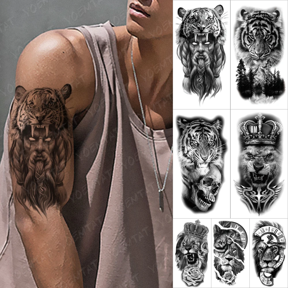 Waterproof Temporary Tattoo Sticker Hunter Tiger Crown Flash Tattoos Lion Rose King Clock Body Art Arm Fake Tatoo Women Men
Waterproof Temporary Tattoo Sticker Hunter Tiger Crown Flash Tattoos Lion Rose King Clock Body Art Arm Fake Tatoo Women Men