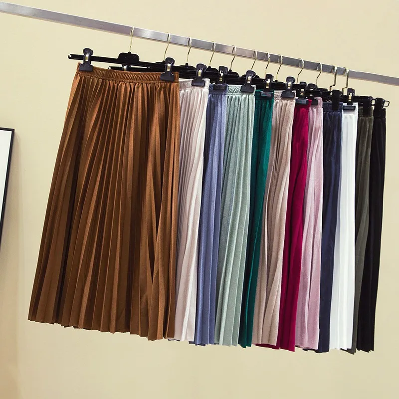 Women Fashion High Waist Pleated Solid Color Mid-calf Length Skirt All-match Clothing Lady Casual Stretchy Thicken Skirts
Women Fashion High Waist Pleated Solid Color Mid-calf Length Skirt All-match Clothing Lady Casual Stretchy Thicken Skirts