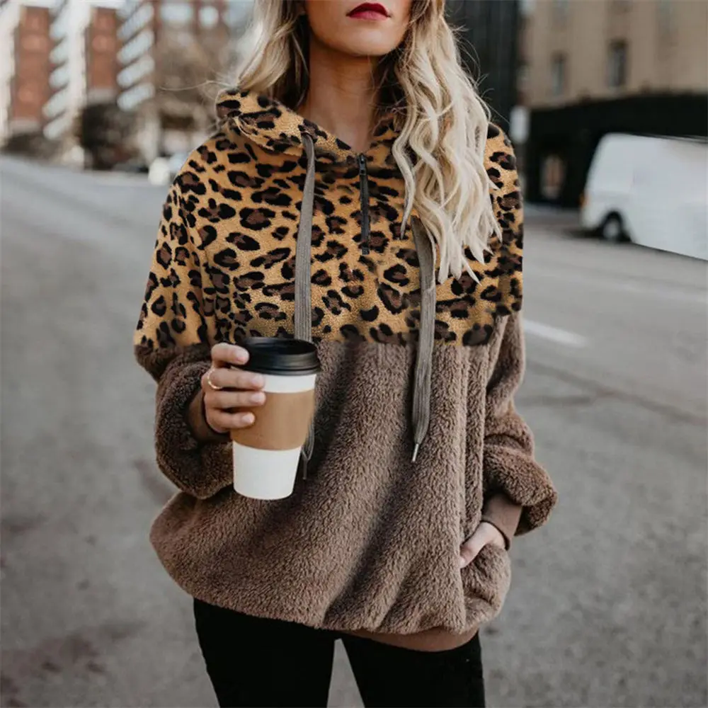 New Leopard Warm Sweaters Plus Size 5XL Sherpa Feece Hooded Pullover Women Teddy Fluffy Sweater Female Leopard Loose Hooded Top
New Leopard Warm Sweaters Plus Size 5XL Sherpa Feece Hooded Pullover Women Teddy Fluffy Sweater Female Leopard Loose Hooded Top