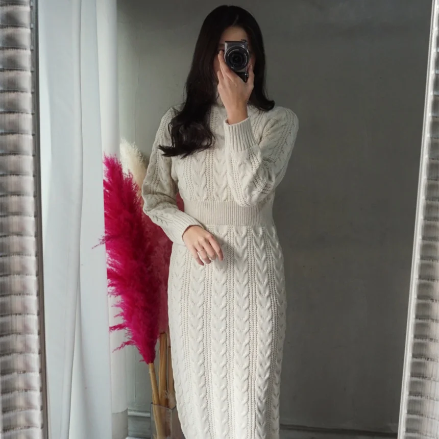 New 2021 Autumn Winter Women Thicken Sweater Dresses Sashes Bow Turtleneck Straight Elegant Ladies Casual Warm Knitted Dress
New 2021 Autumn Winter Women Thicken Sweater Dresses Sashes Bow Turtleneck Straight Elegant Ladies Casual Warm Knitted Dress