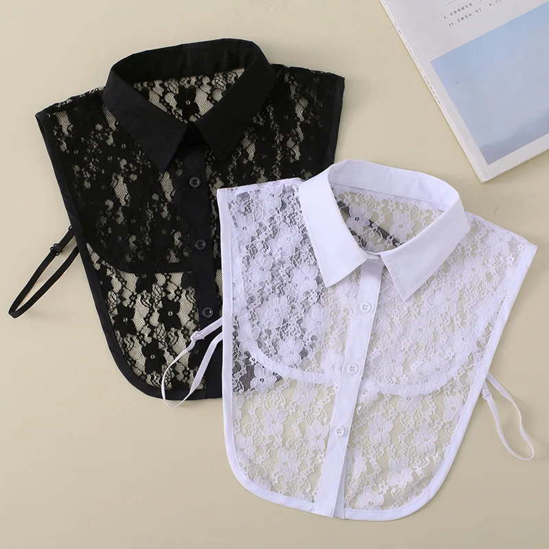 Новинка, кружевные вышитые съемные воротники для женщин, белый, черный воротник с лацканами, накладной воротник, женские воротники-стойки, блузка, украшение для половины рубашки 
Новинка, кружевные вышитые съемные воротники для женщин, белый, черный воротник с лацканами, накладной воротник, женские воротники-стойки, блузка, украшение для половины рубашки