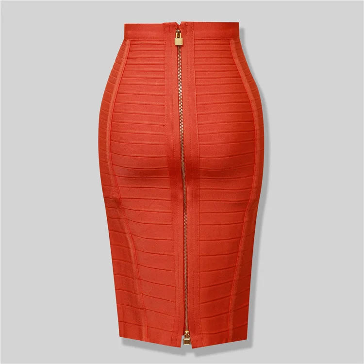 High Quality Black Red Blue Orange Zipper Rayon Bandage Skirt Day Party Pencil Skirt 
High Quality Black Red Blue Orange Zipper Rayon Bandage Skirt Day Party Pencil Skirt