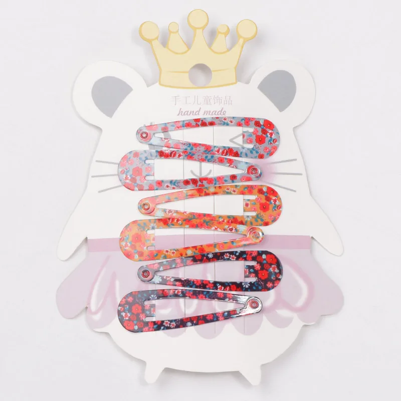 6pcs/lot Colorful Water Drop Shape Hairpins Cute Cartoon Butterfly Printed Hairgrips Snap Metal Barrettes Bow Hair Accessories
6pcs/lot Colorful Water Drop Shape Hairpins Cute Cartoon Butterfly Printed Hairgrips Snap Metal Barrettes Bow Hair Accessories