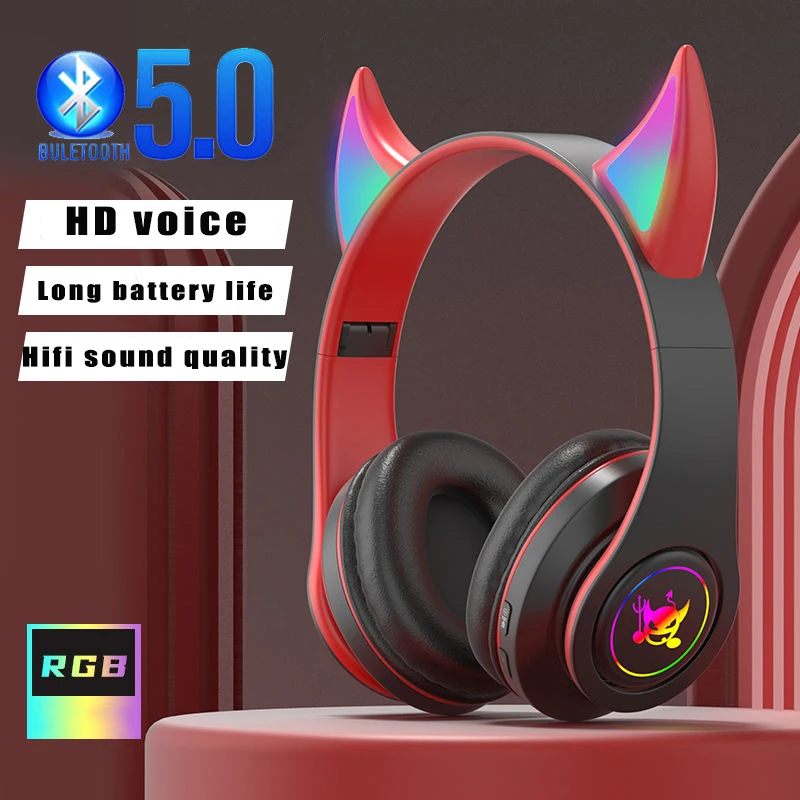 Беспроводные наушники со светодиодной подсветильник кой и шумоподавлением, Bluetooth 5,0 
Беспроводные наушники со светодиодной подсветильник кой и шумоподавлением, Bluetooth 5,0