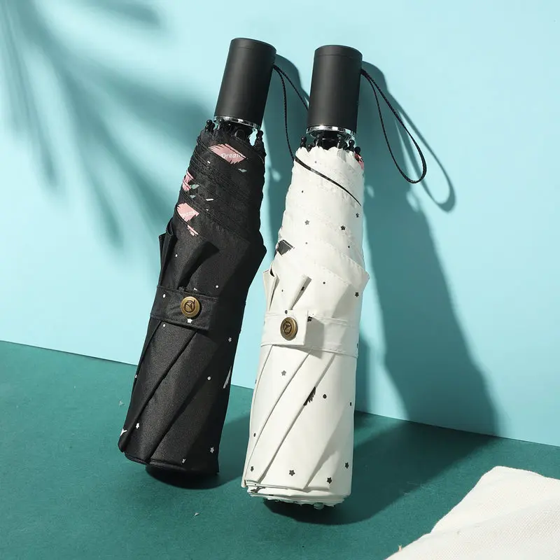 Sunscreen UV Protection Three Fold Male Umbrella Feather Folding Women Umbrella Sunny And Rain Dual-purpose Vinyl Umbrella
Sunscreen UV Protection Three Fold Male Umbrella Feather Folding Women Umbrella Sunny And Rain Dual-purpose Vinyl Umbrella
