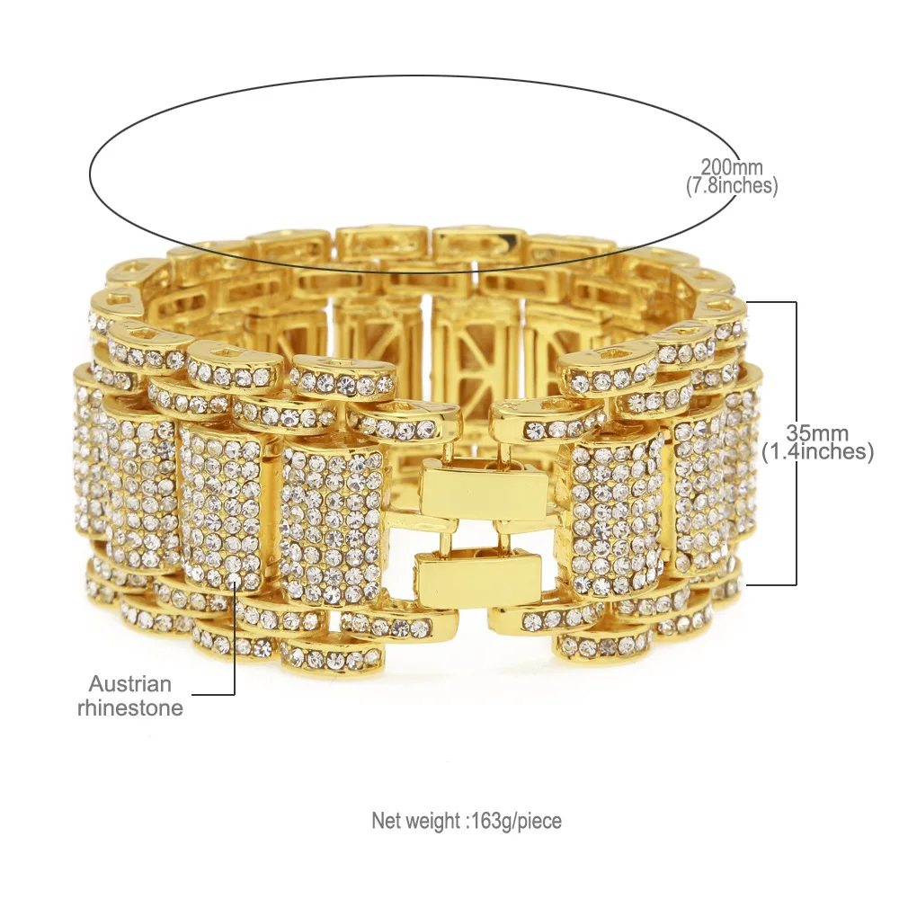 1 Fashion Hip Hop Full Rhinestones Bling Iced Out Rapper Bracelet Gold Link Chain Bracelets Bangles for Men Gift Jewelry gift
1 Fashion Hip Hop Full Rhinestones Bling Iced Out Rapper Bracelet Gold Link Chain Bracelets Bangles for Men Gift Jewelry gift