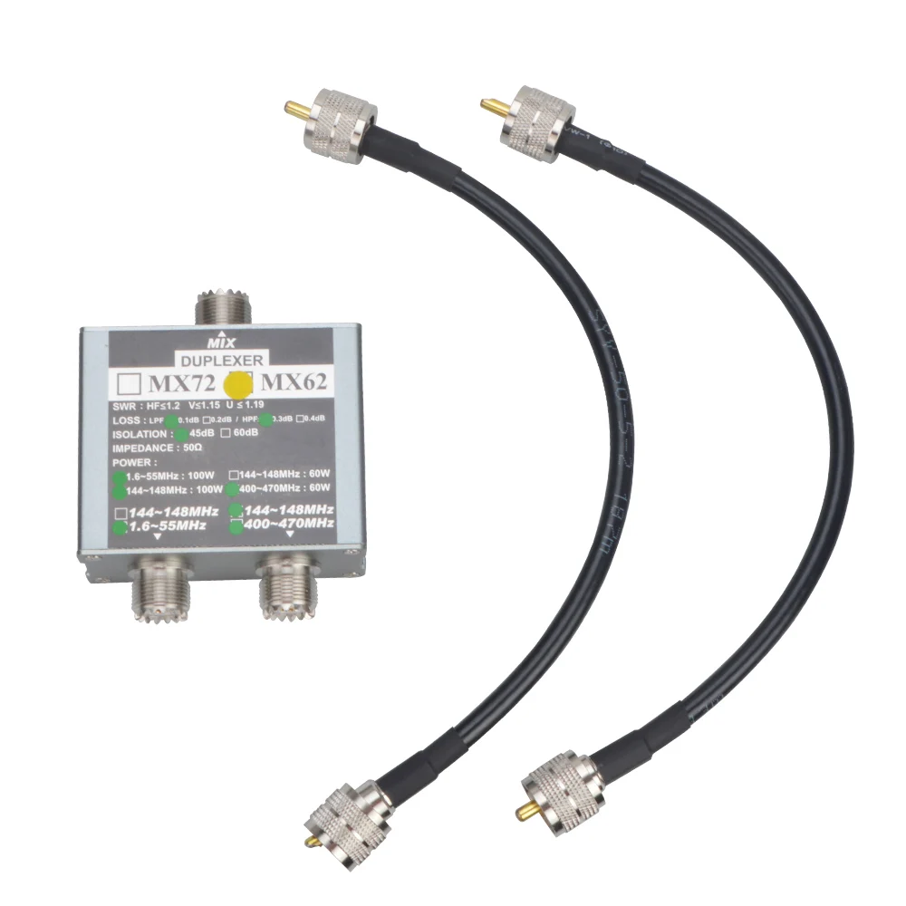HF Walkie Talkie Ham VHF UHF Tri-band Amateur two way Radio Antenna combiner MX62 50 ohm 60-100W Linear Antenna Duplexer SO239
HF Walkie Talkie Ham VHF UHF Tri-band Amateur two way Radio Antenna combiner MX62 50 ohm 60-100W Linear Antenna Duplexer SO239
