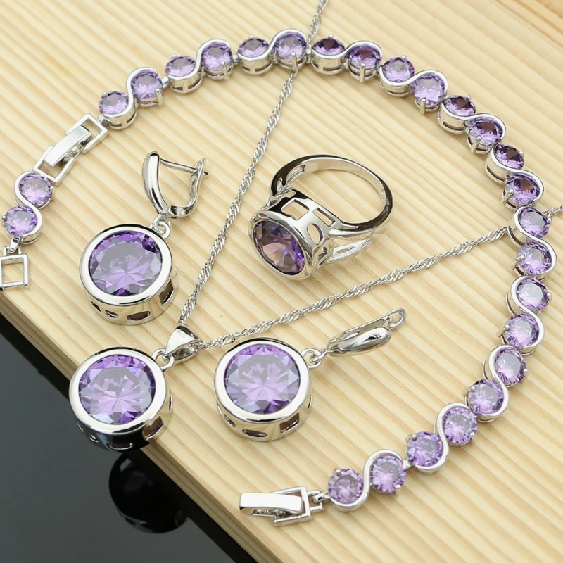 925 Silver Jewelry Sets Big Purple Amethyst Birthstone Earrings Rings Fashion Accessories Necklace Set Wiomen Gift Dropshipping
925 Silver Jewelry Sets Big Purple Amethyst Birthstone Earrings Rings Fashion Accessories Necklace Set Wiomen Gift Dropshipping
