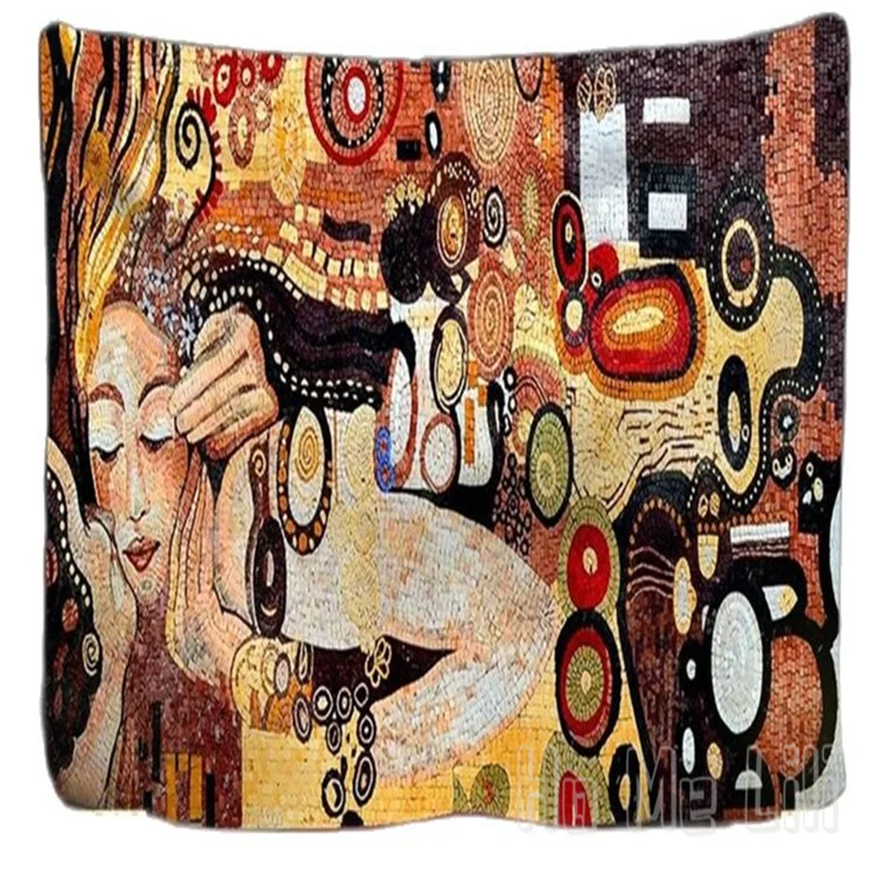

Woman Mosaic Tapestry By Ho Me Lili Colorful Indian Female Portrait Tiles Art Wall Hanging For Living Room Bedroom Dorm