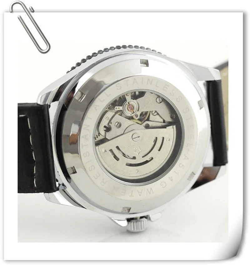 Часы WINNER Мужские механические с кожаным ремешком отображением даты и тахометром