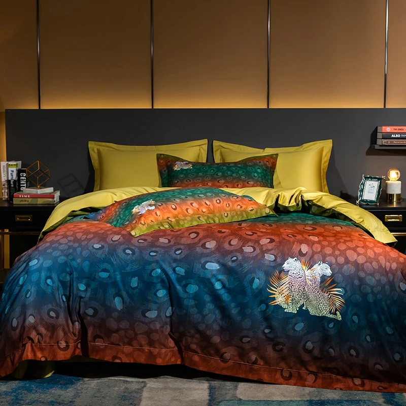 Luxury 1000TC Egyptian Cotton Bed Linen Satin Silky Bedding Set Ieopard Printing Double Duvet Cover Set Bedspread Home Textiles
Luxury 1000TC Egyptian Cotton Bed Linen Satin Silky Bedding Set Ieopard Printing Double Duvet Cover Set Bedspread Home Textiles