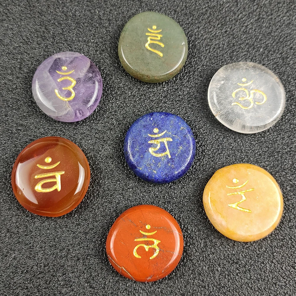 

Hot Sale The Seven Chakras Natural Crystal Gem Agate Seven Chakra Yoga Stone Symbol for Home Decoration Gift