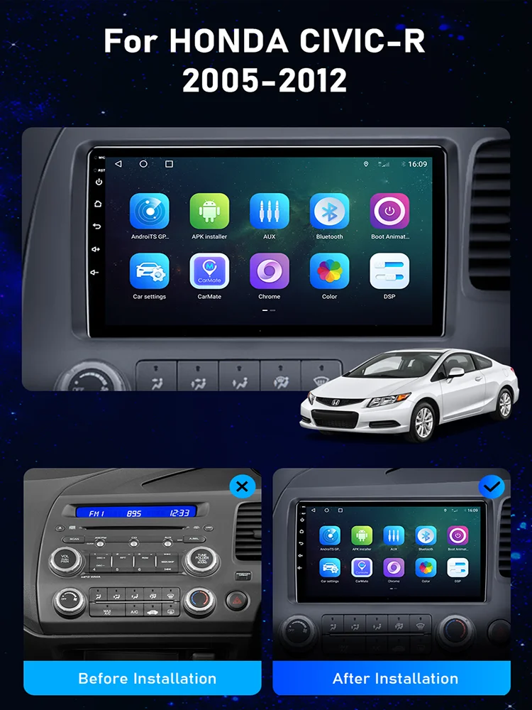 Автомагнитола DSP Android 10 для HONDA CIVIC-R Right peptide 2005-2012, автомобильное радио, магнитофон, мультимедийный плеер, навигация, carplay
Автомагнитола DSP Android 10 для HONDA CIVIC-R Right peptide 2005-2012, автомобильное радио, магнитофон, мультимедийный плеер, навигация, carplay
