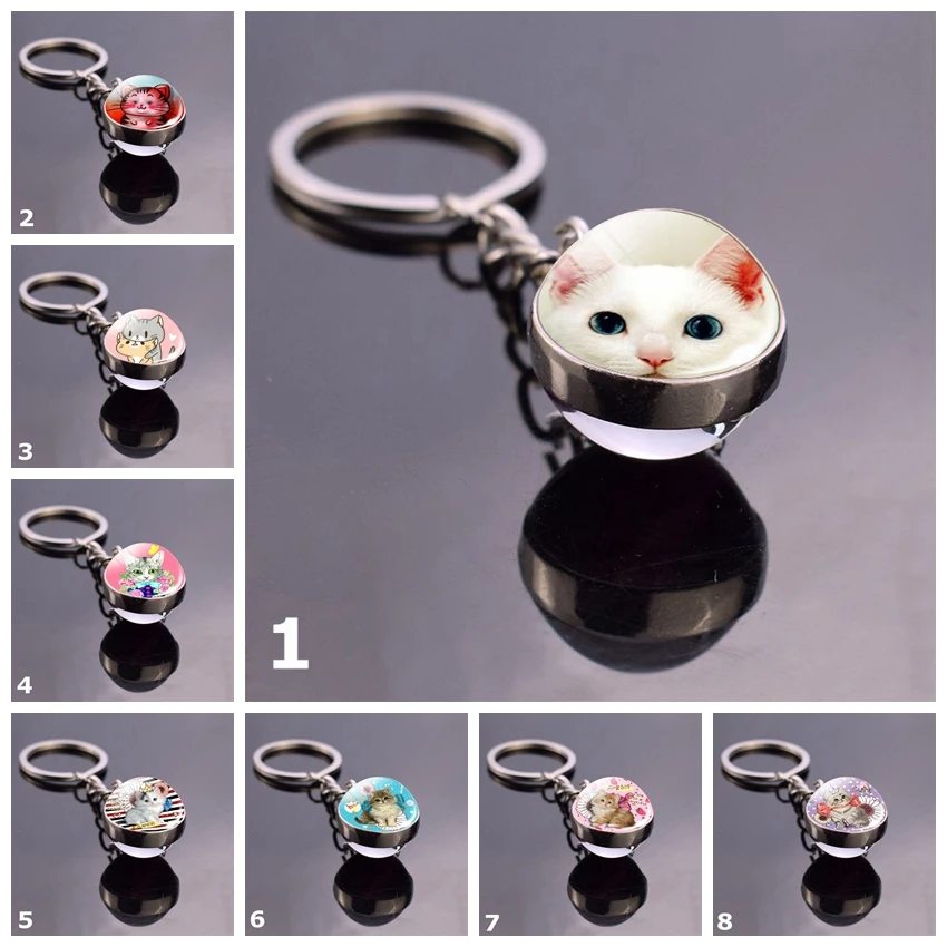 Cute Cat Keychain Glass Ball Cartoon Cat Keyring Pendant Car Keychain Accessories Animal Jewelry Gift
Cute Cat Keychain Glass Ball Cartoon Cat Keyring Pendant Car Keychain Accessories Animal Jewelry Gift