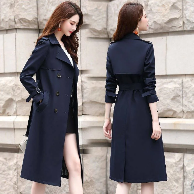 

2022 New Fashion Autumn Women Trench Coat Double-Breasted Female Windbreaker With Belt British style Long Coat Outerwear Ladies