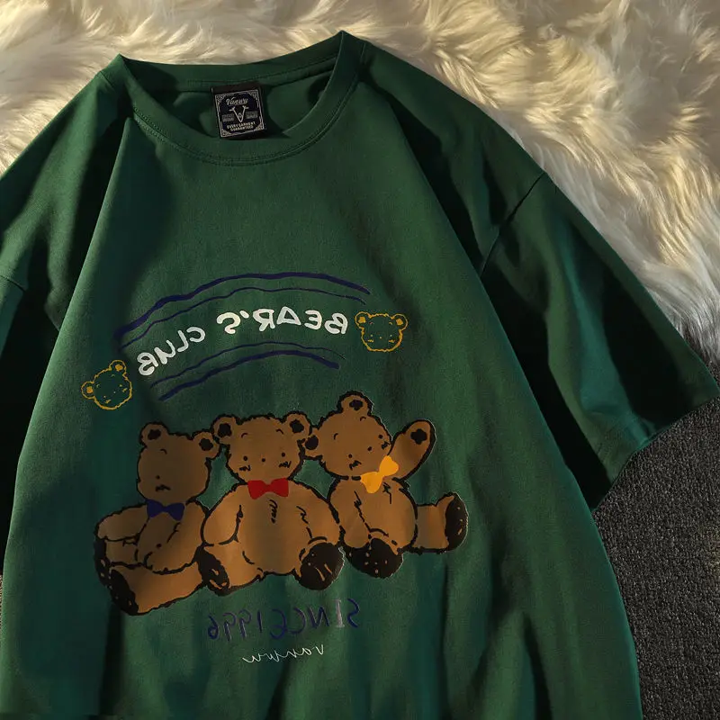 Summer New Cotton Cartoon Three Little Bear Print Letter T-Shirt Women Loose Harajuku Casual Dark Street Kawaii Short-Sleeved
Summer New Cotton Cartoon Three Little Bear Print Letter T-Shirt Women Loose Harajuku Casual Dark Street Kawaii Short-Sleeved