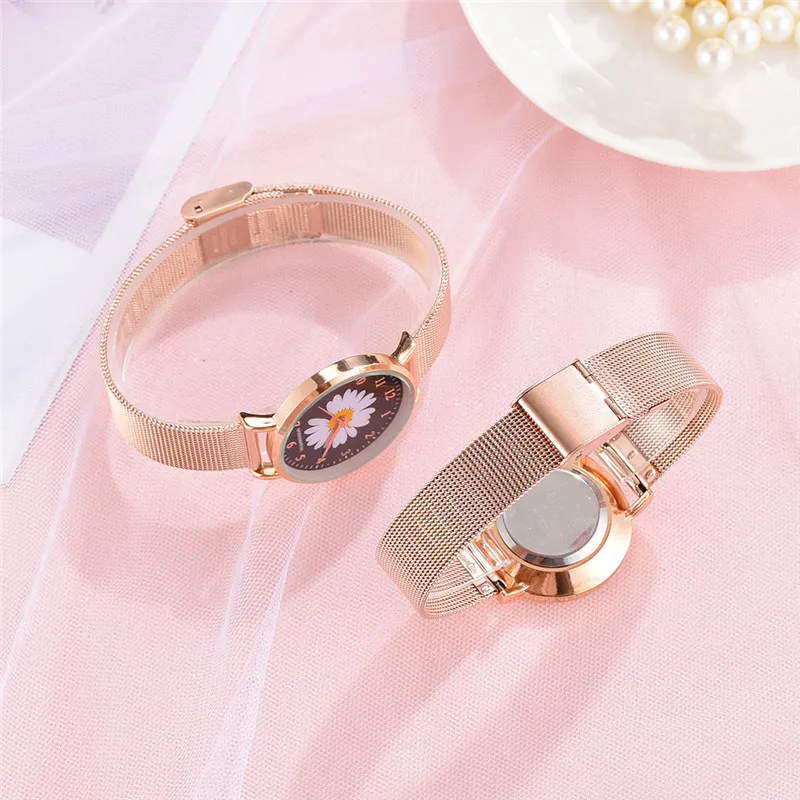 Elegant Little Daisies Flower Ladies Watch Women Fashion Casual Stainless Steel Mesh Strap Watches Luxury Rose Gold Woman Clock
Elegant Little Daisies Flower Ladies Watch Women Fashion Casual Stainless Steel Mesh Strap Watches Luxury Rose Gold Woman Clock
