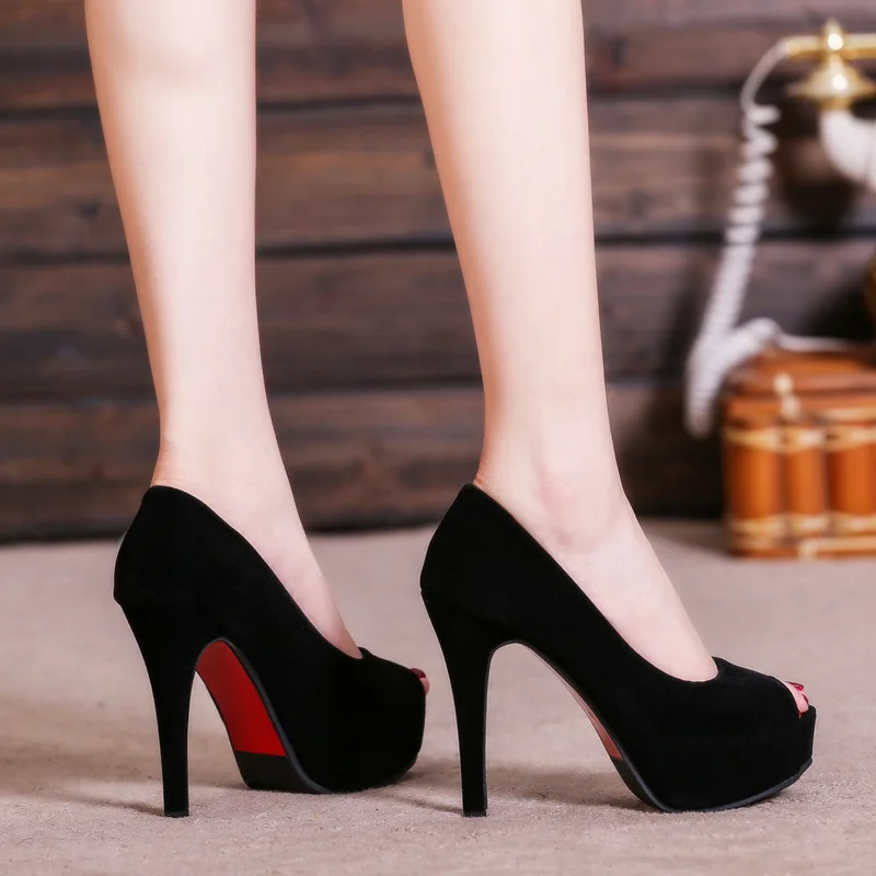 12CM High heels women's stiletto waterproof platform fish mouth single shoes 2020 summer new suede shallow mouth black
12CM High heels women's stiletto waterproof platform fish mouth single shoes 2020 summer new suede shallow mouth black