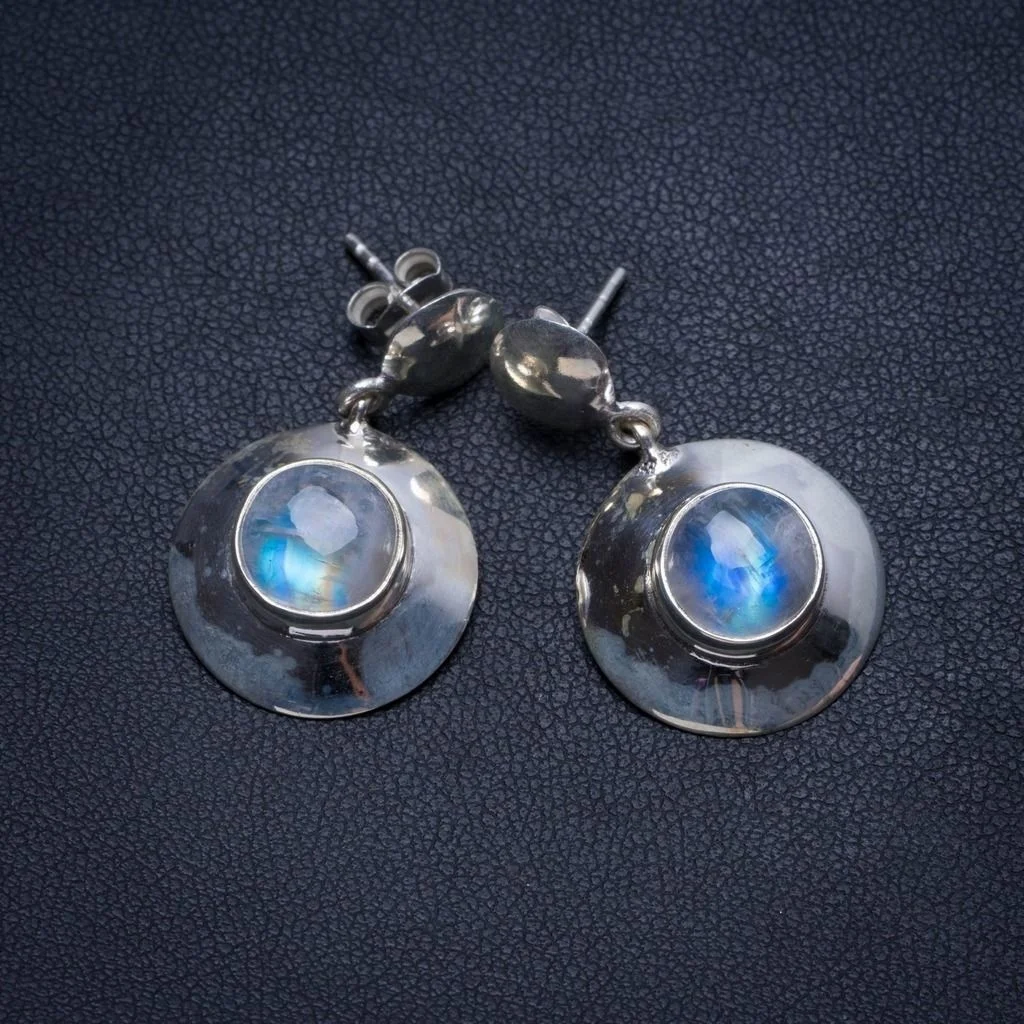 Natural Rainbow Moonstone Handmade Unique 925 Sterling Silver Earrings 1 1/4" T5303
Natural Rainbow Moonstone Handmade Unique 925 Sterling Silver Earrings 1 1/4" T5303