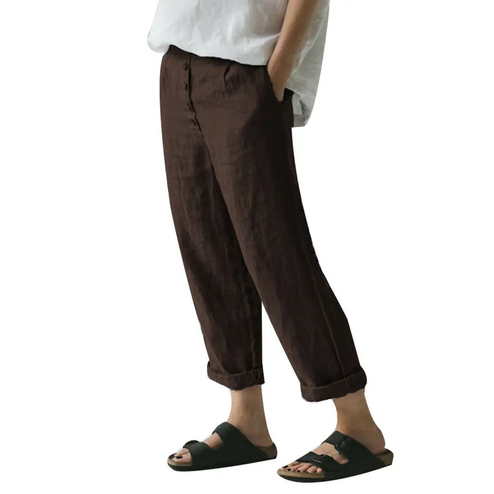 Ladies Casual Summer Loose Pocket Pants Elastic Waist Hot Sale Womens Cotton Linen Solid Baggy Harem Trousers Four Color M-3XL
Ladies Casual Summer Loose Pocket Pants Elastic Waist Hot Sale Womens Cotton Linen Solid Baggy Harem Trousers Four Color M-3XL