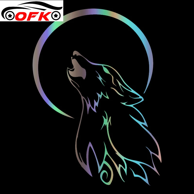 

Cool wolf half month laser reflective car stickers, auto parts,glass plastic PVC waterproof covering scratch decals.15cm*11cm