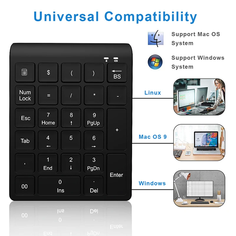 Ultra Slim 2.4G Wireless Numeric Keypad 27 Keys Mini Numeric Keyboard Digital Numpad for Tablet/Laptop
Ultra Slim 2.4G Wireless Numeric Keypad 27 Keys Mini Numeric Keyboard Digital Numpad for Tablet/Laptop