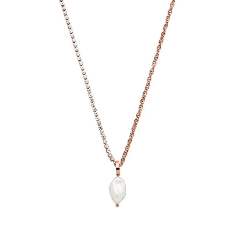 Mavis Hare Stainless Steel Natural Pearl Elua Chain Necklace Half CZ Crystal Chain Half Wai Chain as Aloha Beach Girl Gift
Mavis Hare Stainless Steel Natural Pearl Elua Chain Necklace Half CZ Crystal Chain Half Wai Chain as Aloha Beach Girl Gift