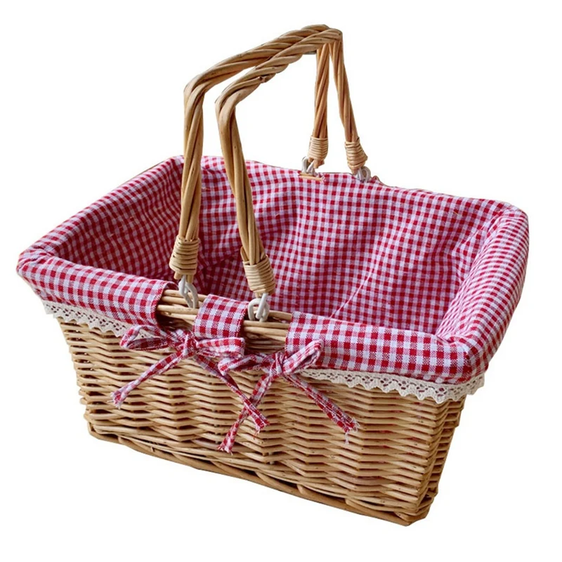 Picnic Basket, Woven Natural Wicker Basket with Double Handles and Cloth Lining for Food Sundry Container Fruit Storage
Picnic Basket, Woven Natural Wicker Basket with Double Handles and Cloth Lining for Food Sundry Container Fruit Storage