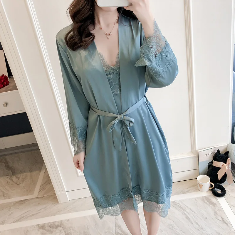 Robe Gown Sets Solid Sexy Colorful Women Three Quarter Sleeve Homewear Bathrobe Thin Womens Comfortable Lace Nightdress Ulzzang
Robe Gown Sets Solid Sexy Colorful Women Three Quarter Sleeve Homewear Bathrobe Thin Womens Comfortable Lace Nightdress Ulzzang