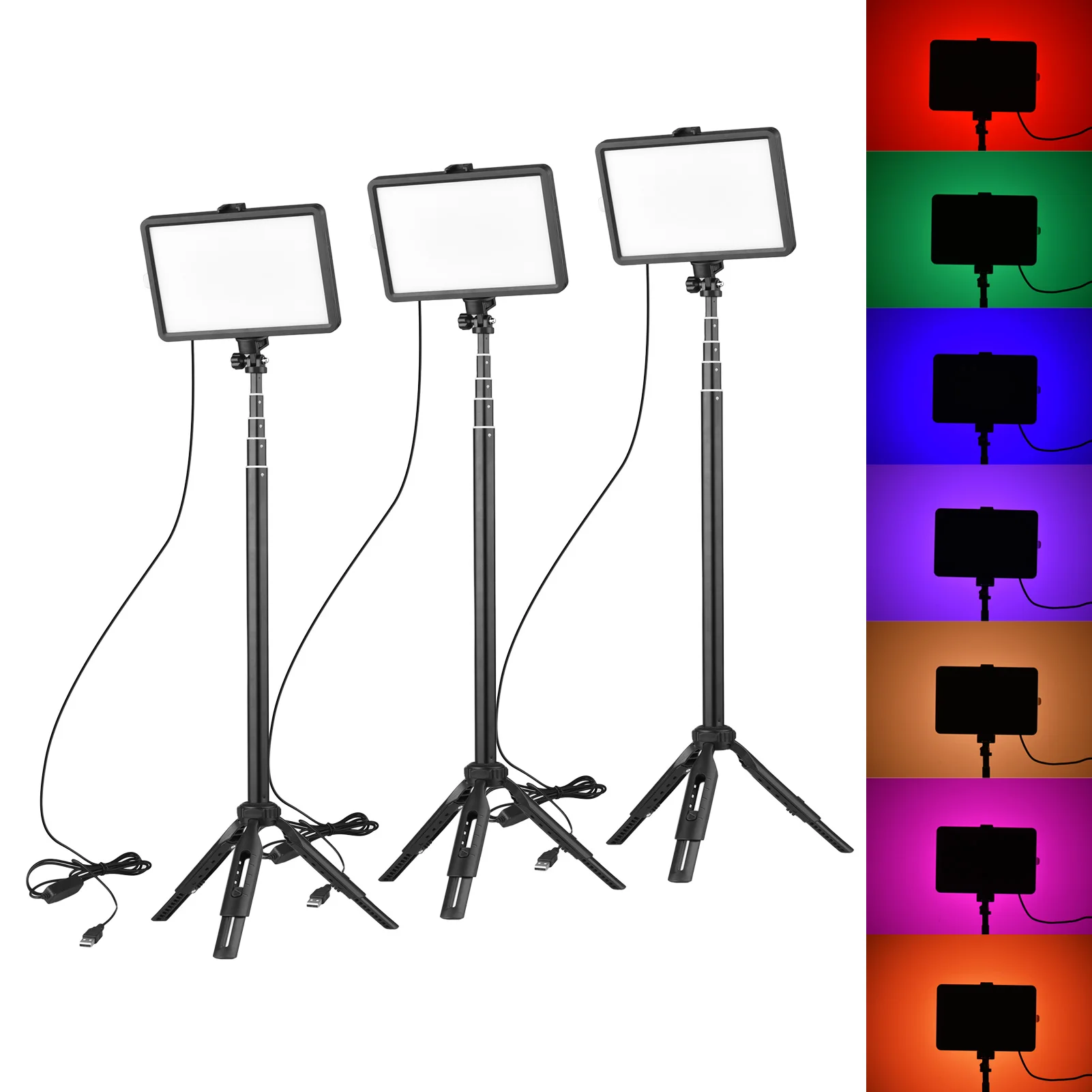 Набор светодиодных ламп RGB для видеосъемки 3 * Светодиодные лампы 7 цветов Освещение 3200K-5600K студия с питанием от USB + 3 * Штатив максимум см/58 дюй...
Набор светодиодных ламп RGB для видеосъемки 3 * Светодиодные лампы 7 цветов Освещение 3200K-5600K студия с питанием от USB + 3 * Штатив максимум см/58 дюй...