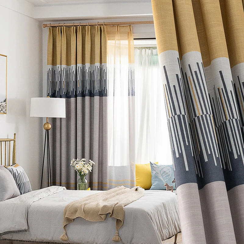 Custom curtains Nordic livingroom bedroom printing shade cotton yellow line gray cloth blackout curtain tulle drape M801
Custom curtains Nordic livingroom bedroom printing shade cotton yellow line gray cloth blackout curtain tulle drape M801