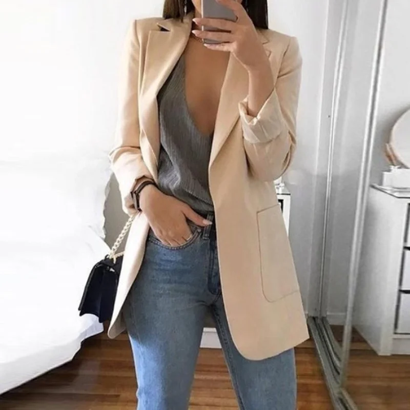 2021 New Solid Color Fashion Casual Suit Collar Long Sleeve Slim Temperament Coat Women Large Size Hot Sale Streetwear Jacket
2021 New Solid Color Fashion Casual Suit Collar Long Sleeve Slim Temperament Coat Women Large Size Hot Sale Streetwear Jacket