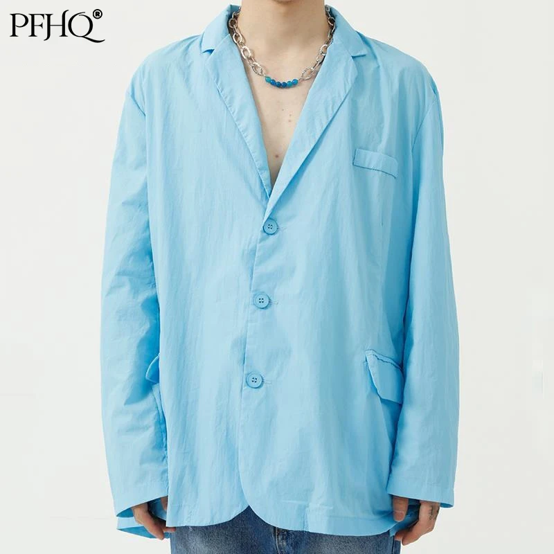 PFHQ Men Autumn New Korean Loose Casual Jacket Black White Blue Single Breasted 2021 Long Sleeve Blazer Oversize Coat 21D8969
PFHQ Men Autumn New Korean Loose Casual Jacket Black White Blue Single Breasted 2021 Long Sleeve Blazer Oversize Coat 21D8969