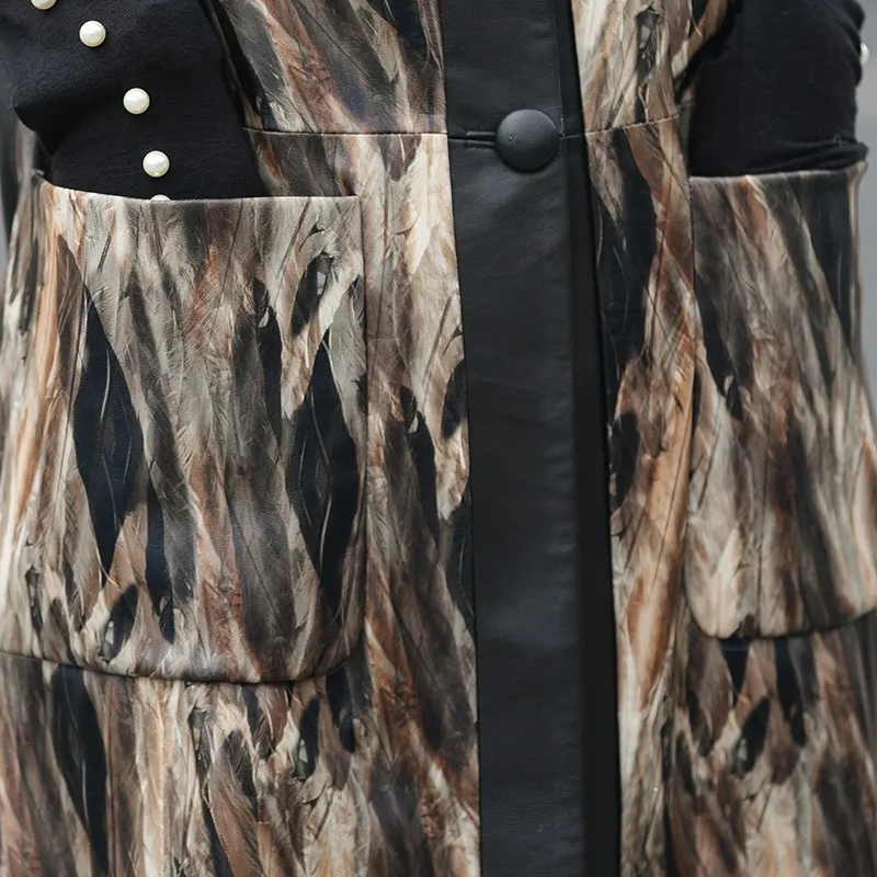 Fashion Women Floral Printed Sheepskin Real Leather Midi Dress Vintage Belted Single Breasted Sleeveless Straight Tank Dresses
Fashion Women Floral Printed Sheepskin Real Leather Midi Dress Vintage Belted Single Breasted Sleeveless Straight Tank Dresses