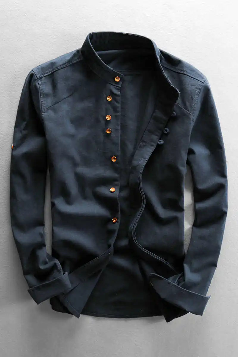 Autumn Stand Collar Linen Shirt Male Long Sleeve Solid Color Retro Casual Slim Cotton Chinese Style Men Fashion Dress Shirts
Autumn Stand Collar Linen Shirt Male Long Sleeve Solid Color Retro Casual Slim Cotton Chinese Style Men Fashion Dress Shirts