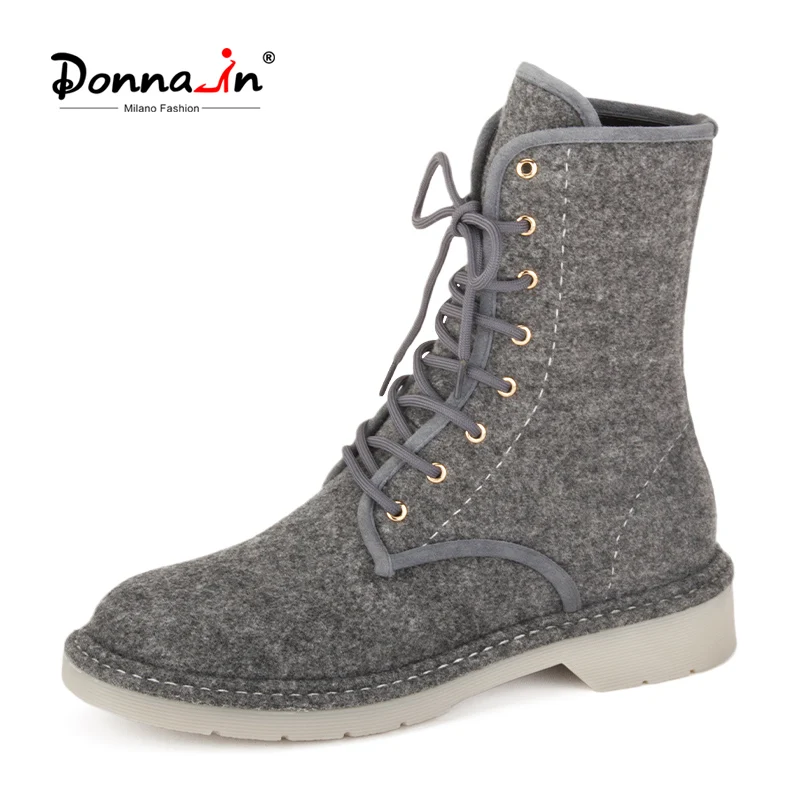 Donna-in 2023 Winter Gray Calf Boots Women Luxury Brand Cashmere Cusual Lace-Up Ankle Boots Top Quality Non-Slip Rubber Sole
Donna-in 2023 Winter Gray Calf Boots Women Luxury Brand Cashmere Cusual Lace-Up Ankle Boots Top Quality Non-Slip Rubber Sole