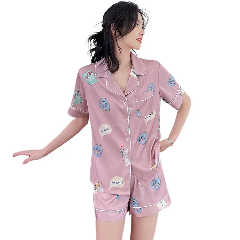 Satin Chiffon Pajamas Summer Women's Small Fresh Short-sleeved Shorts Pajamas for Women Two-piece Home Clothes Two-piece Suit
Satin Chiffon Pajamas Summer Women's Small Fresh Short-sleeved Shorts Pajamas for Women Two-piece Home Clothes Two-piece Suit
