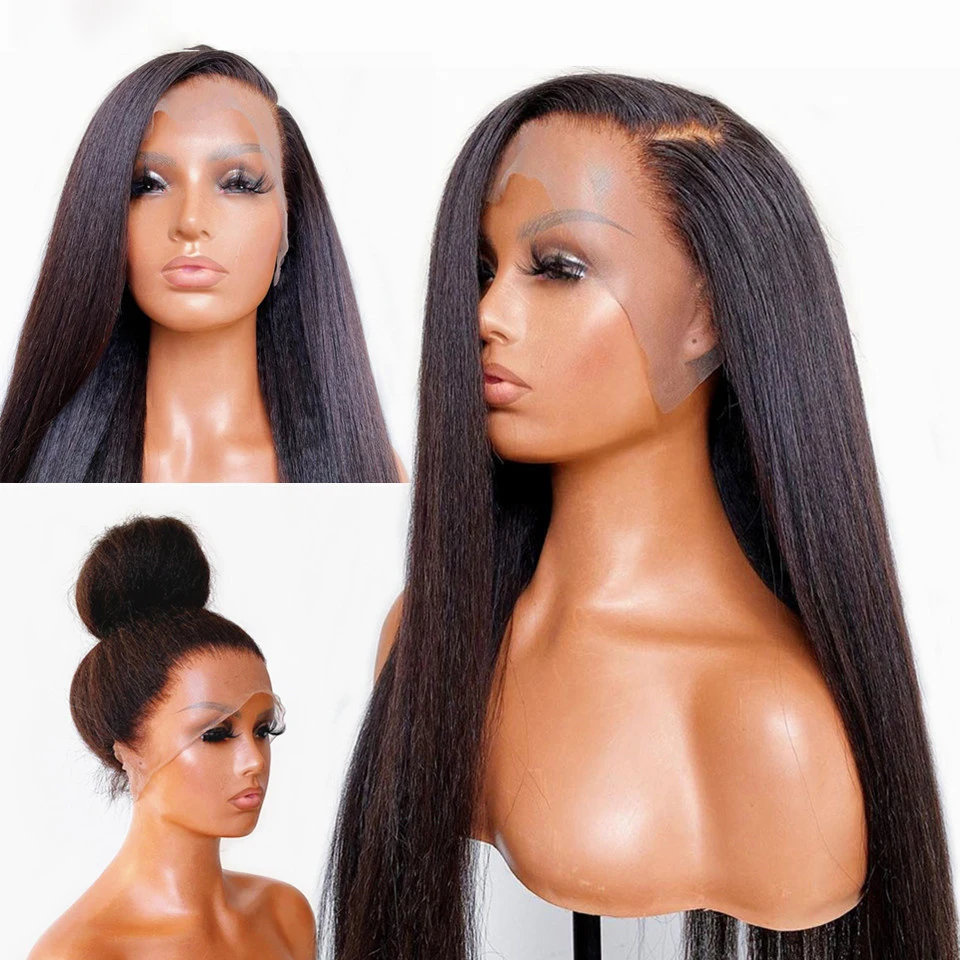 Yaki Middle Part Kinky Straight 26Inch Long Lace Front Fiber Wig For Women Jet Black Color Synthetic Hair PrePlucked Baby Hair
Yaki Middle Part Kinky Straight 26Inch Long Lace Front Fiber Wig For Women Jet Black Color Synthetic Hair PrePlucked Baby Hair