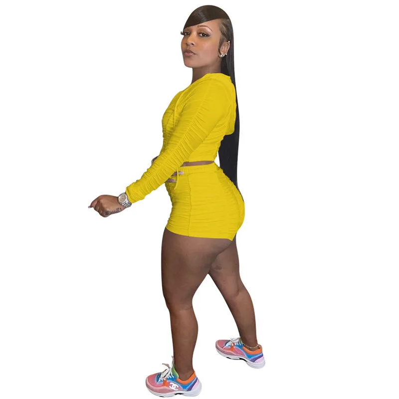 Hoodie Tracksuit Women Spring Autumn Two Piece Set Solid Full Sleeve Pleated Crop Coat + Shorts Suits Workout Casual 2 Pcs Sets
Hoodie Tracksuit Women Spring Autumn Two Piece Set Solid Full Sleeve Pleated Crop Coat + Shorts Suits Workout Casual 2 Pcs Sets