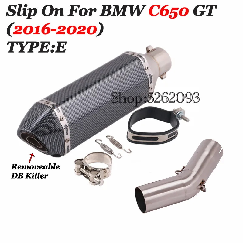 Slip On Motorcycle Exhaust Pipe Escape Modified DB Killer 51mm Muffler With Middle Link Pipe For BMW C650 GT 2016-2020 Yeras
Slip On Motorcycle Exhaust Pipe Escape Modified DB Killer 51mm Muffler With Middle Link Pipe For BMW C650 GT 2016-2020 Yeras