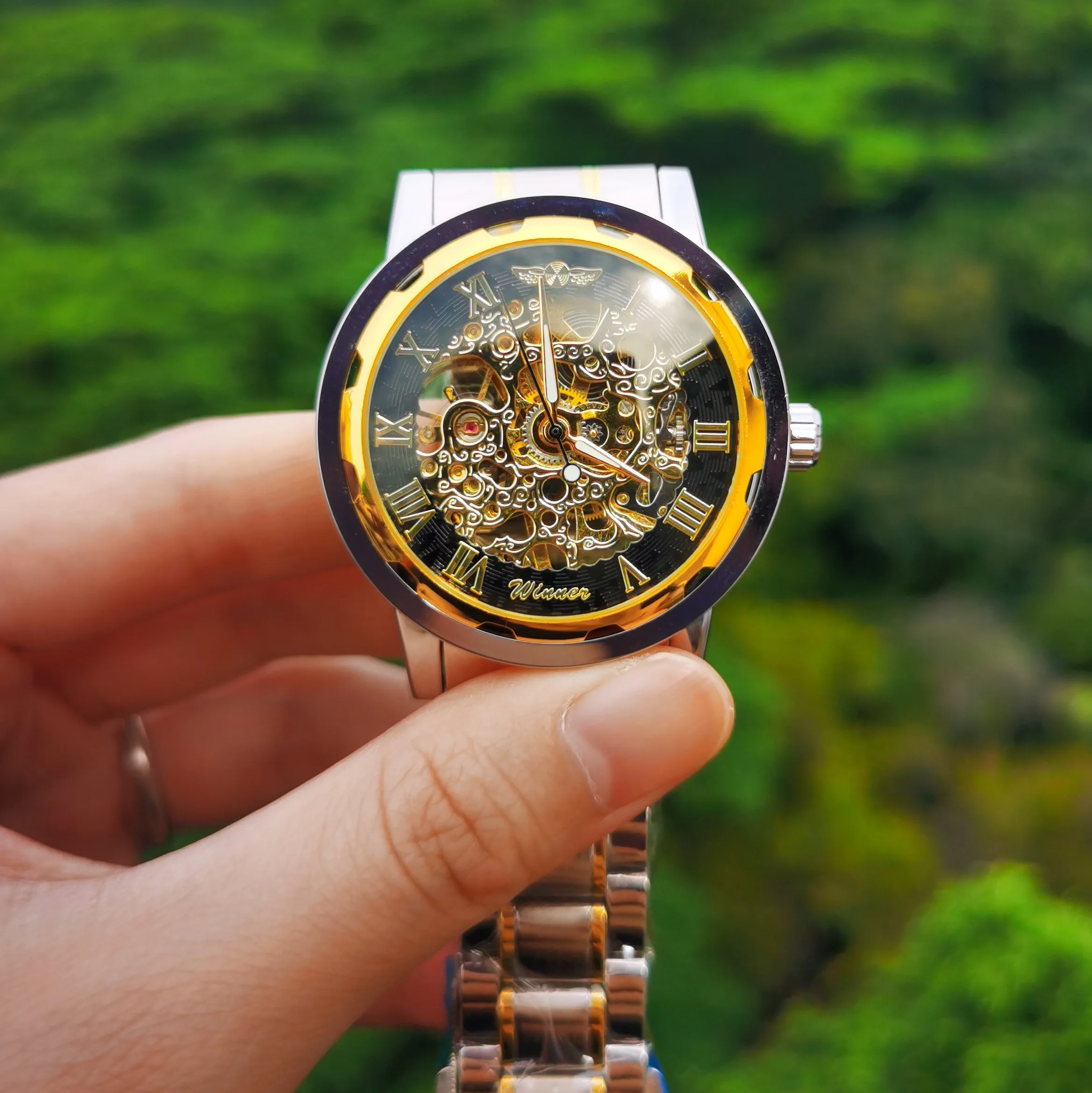 Mens Fashion Watches Brand Luxury Engraving Skeleton Golden Mechanical Watch Men Leather Strap Classic Dress Wristwatches 
Mens Fashion Watches Brand Luxury Engraving Skeleton Golden Mechanical Watch Men Leather Strap Classic Dress Wristwatches