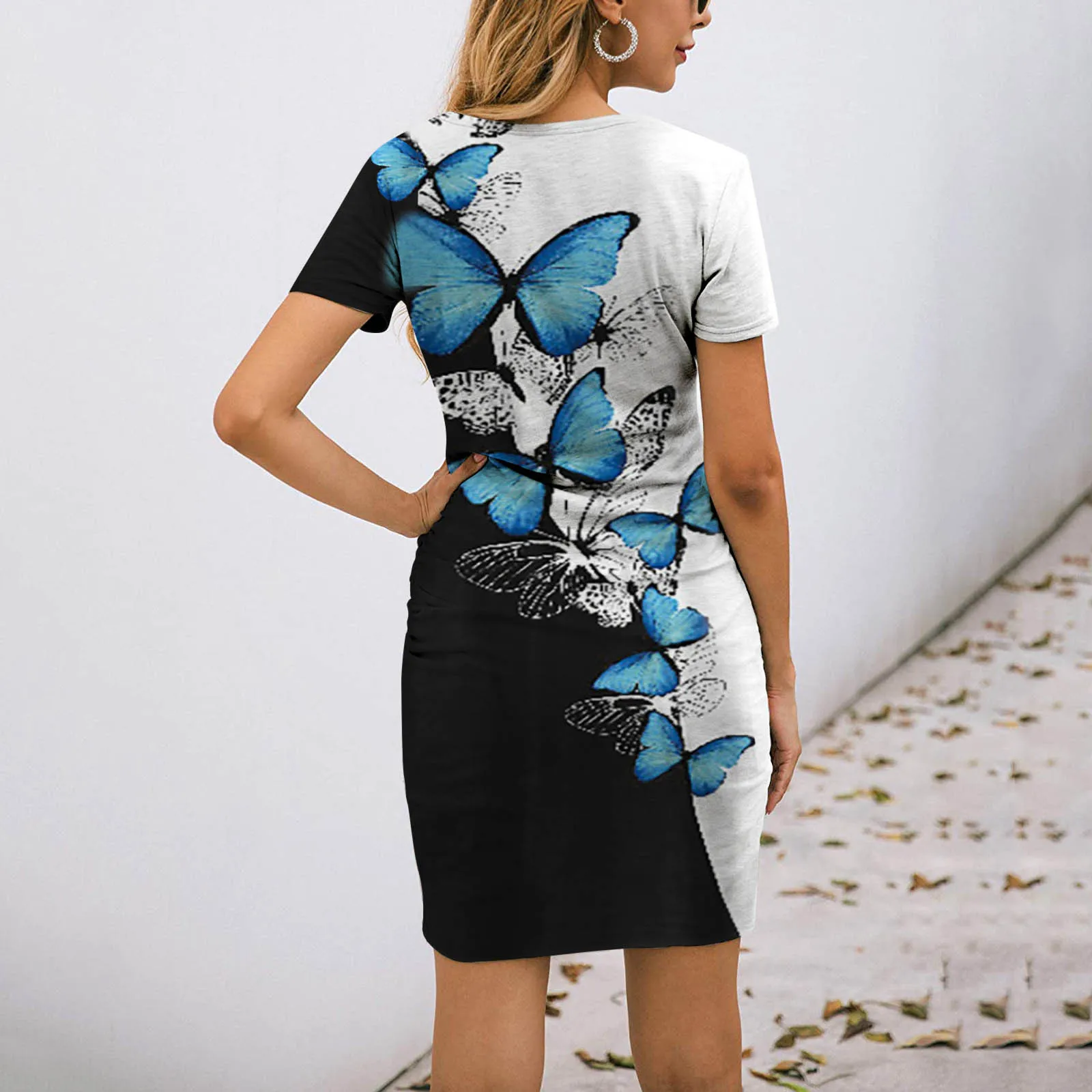 40# Wrap Hip Summer Dress O Neck Bodycon Ruched Mini Dress Woman Boho Short Sleeve Sundress Wrap Hip Dresses For Women 2021 
40# Wrap Hip Summer Dress O Neck Bodycon Ruched Mini Dress Woman Boho Short Sleeve Sundress Wrap Hip Dresses For Women 2021