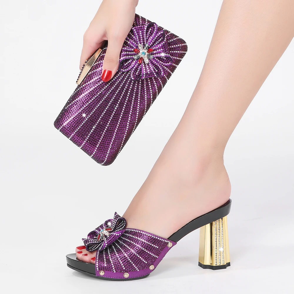 2021 summer new style African purple ladies slippers bag matching high-heel wedding shoes crystal diamond ladies shoes
2021 summer new style African purple ladies slippers bag matching high-heel wedding shoes crystal diamond ladies shoes