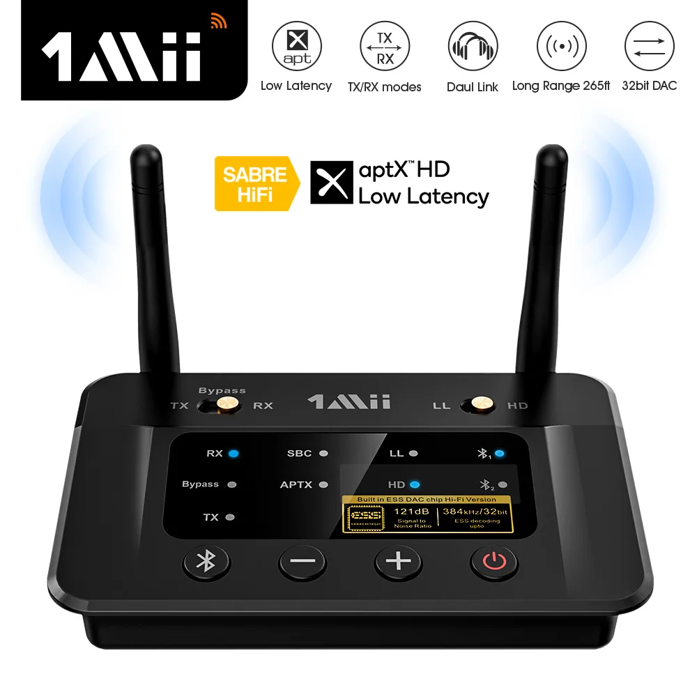 Bluetooth 5 0 приемник-передатчик 1Mii B03Pro aptX LL HD CSR8675 HiFi 32 бит DAC 3 мм Aux адаптер для ТВ ПК